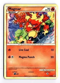 Magmar 52/95 Unleashed Common Pokemon Light Play+ - Image 1