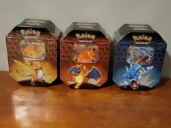 Pokemon Hidden Fates GX Tins Art Set of 3 Sealed Charizard Raichu Gyarados - Image 1