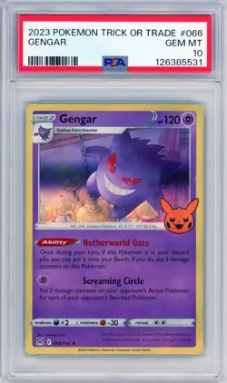 2023 POKEMON TRICK OR TRADE #066 GENGAR HOLO HALLOWEEN GEM MT PSA 10 - Image 1