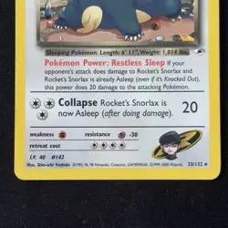 Pokemon TCG Vintage Rocket’s Snorlax Non Holo Rare 33/132 Gym Heroes WotC - Image 4