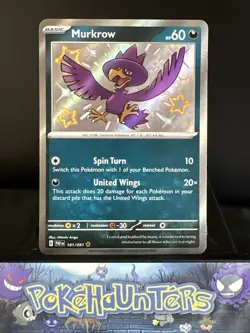 Pokemon Card Murkrow 181/091 Paldean Fates Baby Shiny Holo Rare Near Mint - Image 1