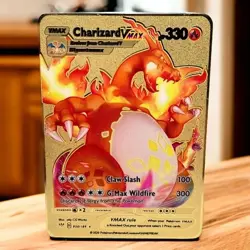 Pokemon Cards Charizard VMAX Gold Metal Pokemon Card Collectible Gift Display - Image 1