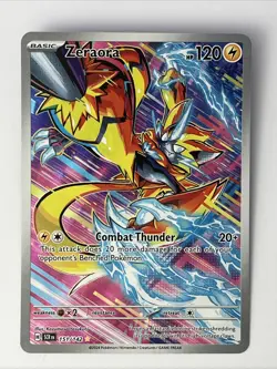 Pokemon TCG Stellar Crown Zeraora Holo Rare Card Illustration 151/142 - Image 1