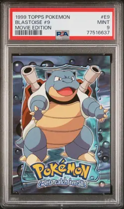 Pokemon Card Blastoise No. E9 of E12 Topps Movie Edition 1999 PSA 9 MINT - Image 1