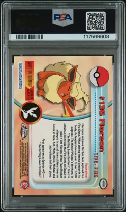 PSA 10 Topps Chrome Pokemon T.V 136 Flareon Gem Mint Graded Pokemon Card - Image 2