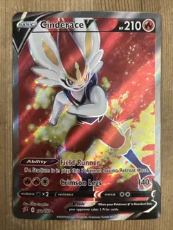 Cinderace V - 178/192 - Pokemon Rebel Clash Sword & Shield Full Art Rare Card NM - Image 1
