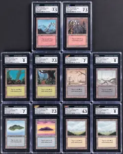 Complete Set of (10) 1993 Magic the Gathering Alpha Edition Lands CGC 6.5 - 8 - Image 1