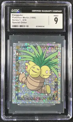 1998 Exeggutor S16 Merlin Series 1 Holographic Sticker Pokemon CGC 9 MINT - Image 1