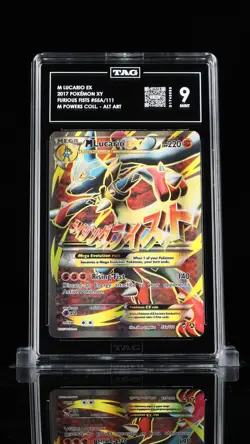 2017 POKEMON MEGA POWERS COLLECTION PROMO #55A FULL ART/M LUCARIO EX TAG 9 - Image 1
