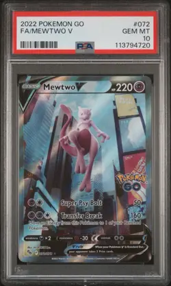 PSA GEM MINT 10 Mewtwo V (Alternate Full Art) 072/078 Pokemon GO Holo - Image 1