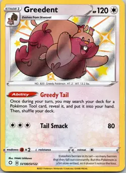 Pokemon Greedent Shiny Holo Rare Shining Fates: Shiny Vault SV100/SV122 NM - Image 1