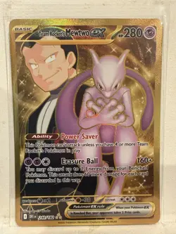 Team Rocket's Mewtwo ex 240/182 Destined Rivals Pokemon Gold Hyper Rare TCG NM - Image 1