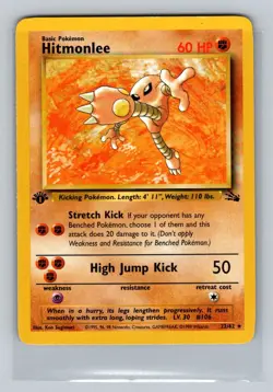Hitmonlee (22) 1st Edition Rare Fossil 22/62 Pokemon TCG LP - Image 1