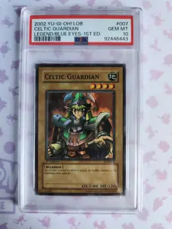 Yugioh PSA 10 2002 Celtic Guardian LOB-007 Super Rare 1st Edition WAVY - Image 1
