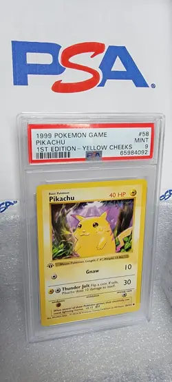 PSA 9 1st Edition Base Set Pikachu Yellow Cheeks Pokemon Card Shadowless English - Image 2