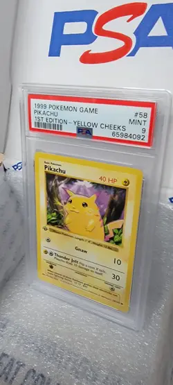 PSA 9 1st Edition Base Set Pikachu Yellow Cheeks Pokemon Card Shadowless English - Image 3