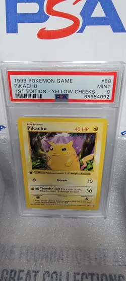 PSA 9 1st Edition Base Set Pikachu Yellow Cheeks Pokemon Card Shadowless English - Image 4