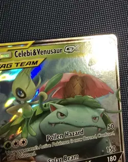 NM Pokemon Card Celebi & Venusaur GX Holo Ultra Rare Team Up 1/181 - Image 3