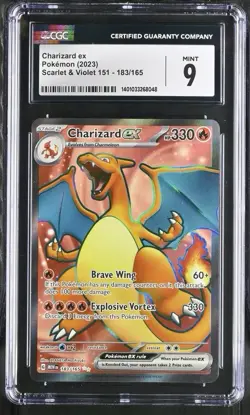 Charizard EX CGC 9 Full Art 151 183/165 Pokemon Card Graded Rare 2023 - Image 1