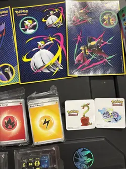 Lot of Pokemon Sleeves, Dice, Energy Cards, Stickers, Mini Binders, Coin (j) - Image 3