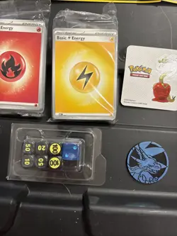 Lot of Pokemon Sleeves, Dice, Energy Cards, Stickers, Mini Binders, Coin (j) - Image 5