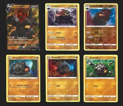 Rolycoly Carkol Coalossal Pokemon Card Collection Set of 6 English Holo Rare V - Image 1