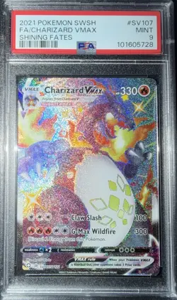 Pokemon TCG Charizard VMAX Holo Ultra Rare Card Shining Fates SV107/SV122 PSA 9 - Image 1