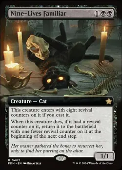 MTG Nine-Lives Familiar - Foil - Extended Art, Foundations, Lightly Played, Engl - Image 1