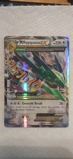 Pokemon TCG M Rayquaza EX - Roaring Skies 76/108 Ultra Rare Mega Holo Near Mint - Image 1