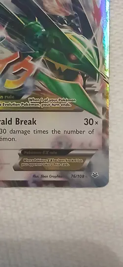 Pokemon TCG M Rayquaza EX - Roaring Skies 76/108 Ultra Rare Mega Holo Near Mint - Image 3