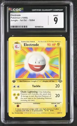 CGC 9 MINT Electrode 1999 Jungle 1st Edition 18/64 Pokemon Card - Image 1