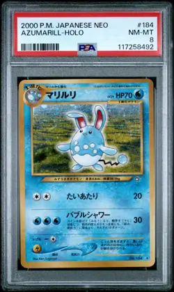 Pokemon Cards Azumarill #184 Holo Rare Neo Genesis JAPANESE - PSA 8 NM-MT - Image 1