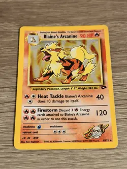 Pokemon TCG Blaine's Arcanine Holo Rare Card Gym Challenge 1/132 Played - Image 1