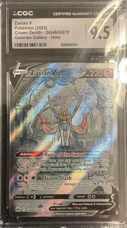 Pokemon TCG Zacian v Full Art Ultra Rare Holo Card GG48/GG70 Crown Zenith - Image 1
