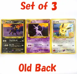 Umbreon 197 & Espeon 196 Neo Discovery Eevee 133 Japanese Pokemon Cards Old Back - Image 1