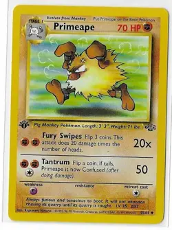 1st Ed Primeape Non-Holo WOTC Pokemon Card 43/64 Jungle Set NM - Image 1