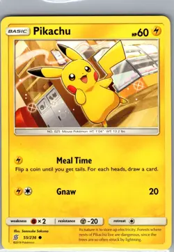 Pikachu 55/236 Non Holo SM - Unified Minds - Pokemon Card - NM - Image 1