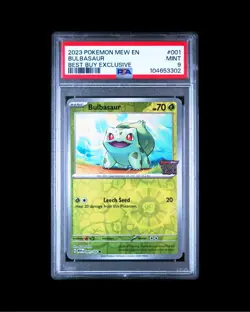 Pokemon MEW 001/165 - Stamped Best Buy Promo Bulbasaur Reverse Holo - PSA 9 - Image 1