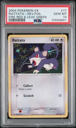 2004 Pokemon Ex Fire Red & Leaf Green Rattata Reverse Foil #77 PSA 10 Gem Mint - Image 1