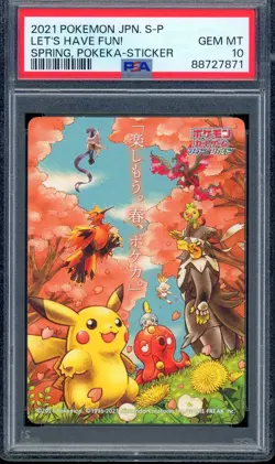 2021 PSA 10 Graded Pokemon Pikachu Let's Have Fun Spring Pokeka Promo Japanese - Image 1