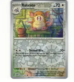 2023 Near Mint Pokemon Raticate 020/165 Holo Scarlet Violet 151 MEWen English - Image 1