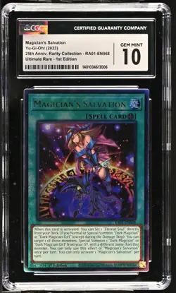 CGC 10 Magician's Salvation RA01-EN068 1st Edition Yu-gi-oh! 2023 25th Anni - Image 1
