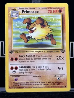 💥 Primeape 43/64 Jungle 1st Edition Regular Pokemon 1999 Vintage Card - Image 3