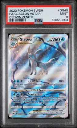 PSA 9 MINT Glaceon VSTAR GG40/GG70 Gallery Crown Zenith Pokemon Card - Image 1