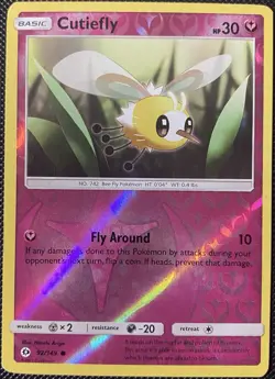Cutiefly 92/149 Sm Base Set Reverse Holo - Pokemon Card - Image 1