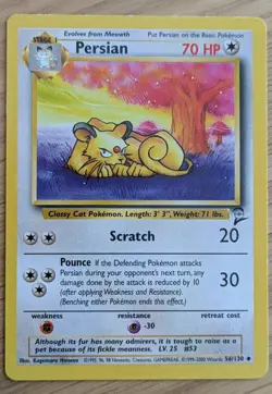 Persian Base Set 2 Uncommon Vintage Pokemon Card. Excellent Condition - Image 1