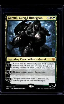 2019 MTG Magic The Gathering ELD Throne of Eldraine #191 Garruk, Cursed Huntsman - Image 1