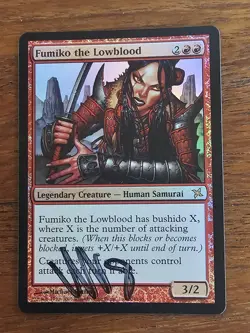MTG FOIL Fumiko the Lowblood Betrayers of Kamigawa LP Signed Michael Sutifin - Image 1