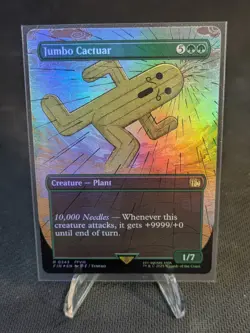 MTG - Jumbo Cactuar (Borderless) Final Fantasy Foil NM Pack Fresh - Image 1