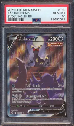 2021 POKEMON EVOLVING SKIES UMBREON V FULL ART #189 PSA 10! - Image 1